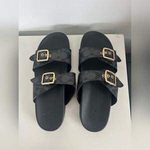 Coach Black Slide Sandals